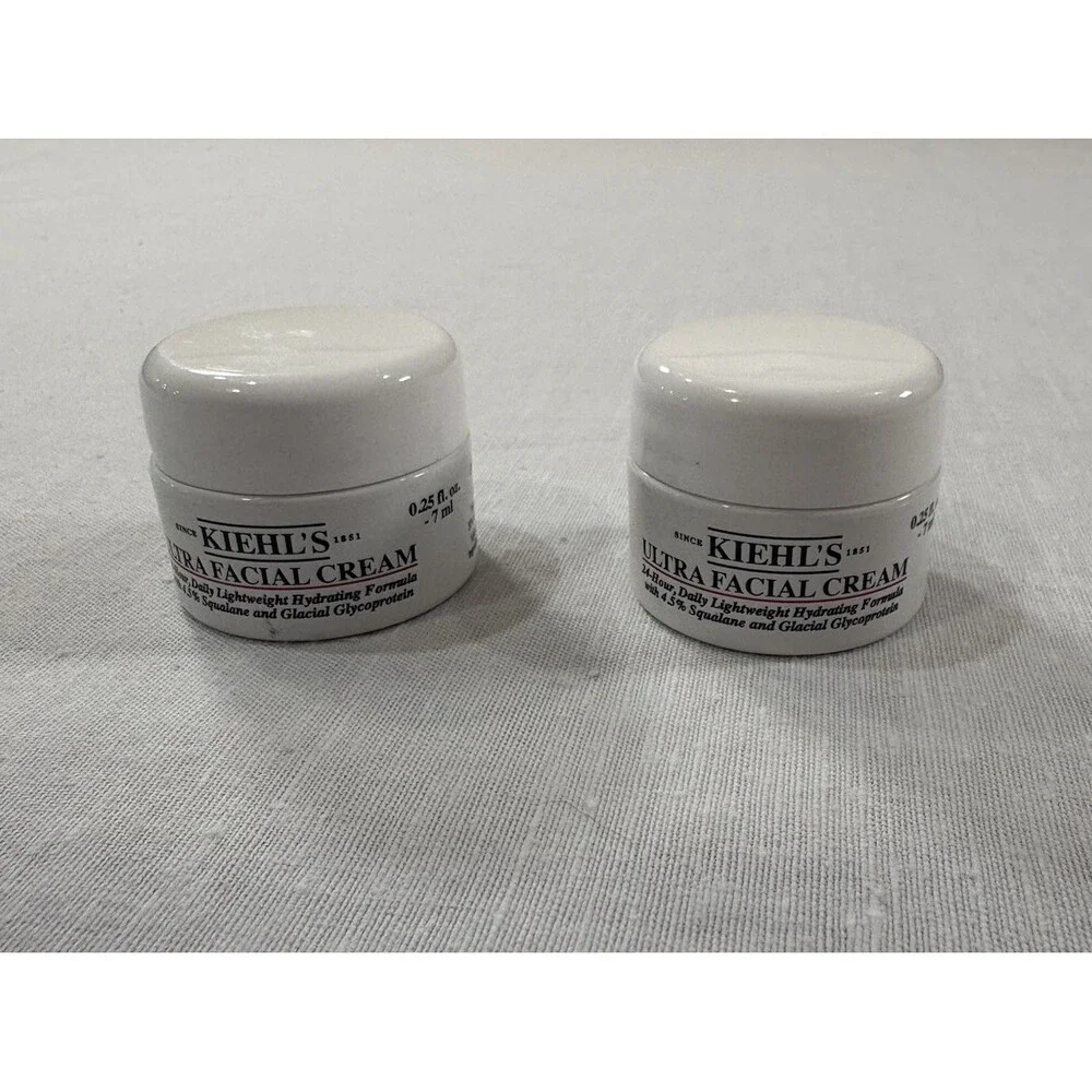 Two Kiehl's Ultra Facial Cream, Lightweight Moisturizer Trial Size 0.25 Oz.